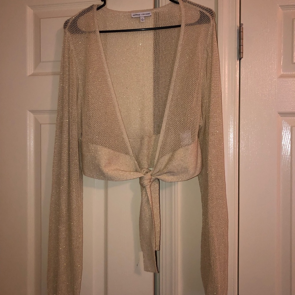 Express front tie sweater